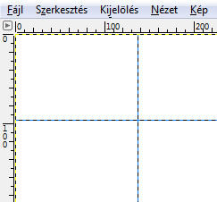 Üres képfájl egy vízszintes és egy függőleges segédvonallal