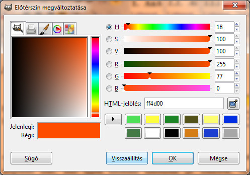 Színbeállítás a GIMP 2.8.0-ban
