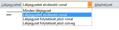  Lábjegyzet elválasztó vonal szerkesztésének egy állomása látszik a képen