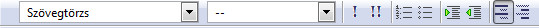 Bekezdések formázását segítő menüsor