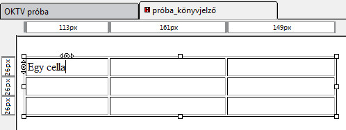 Szerkesztés alatt lévő táblázat