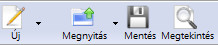 Fontosabb ikonok a fájl eszköztáron