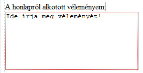 Szerkesztés alatt álló szövegmező, kezdőszöveggel